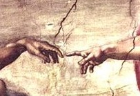 Touching Hands, detail of the Creation of Adam, Michelangelo Buonaroti, Sixtine Chapel, 1510, from English Wikipedia, CC0, via Wikimedia Commons Touching Hands, detail of the Creation of Adam, Michelangelo Buonaroti, Sixtine Chapel, 1510