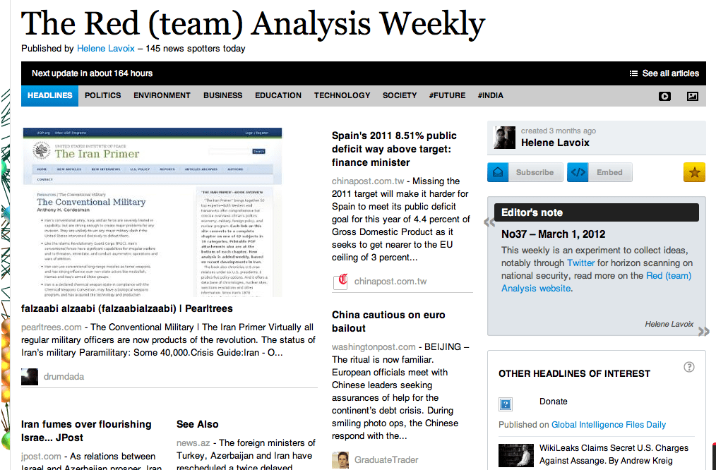 The Red (team) Analysis Weekly No 37 - Horizon Scanning for National Security