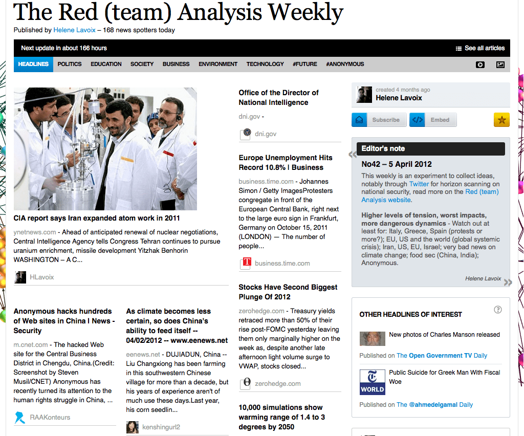 The Red (team) Analysis No 42 - Horizon Scanning for National Security