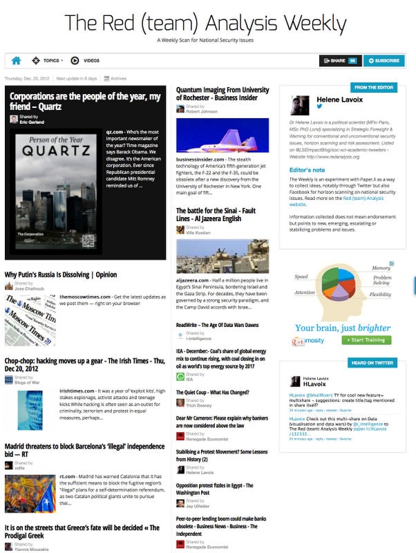 horizon scanning, The Red (team) Analysis Weekly, weak signal, political risk, strategic warning