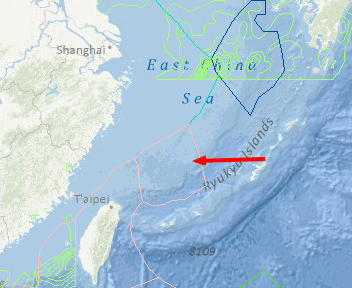 The disputed area Diaoyu Islands / Senkaku Islands